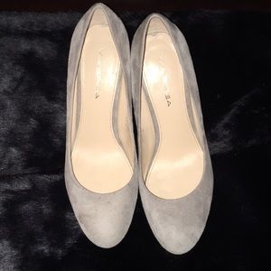 Beautiful grey suede wedge heels